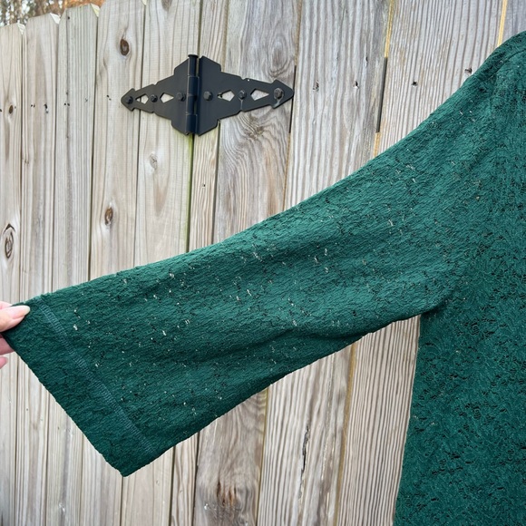 NALLIE & MILLIE Green Lace Tunic Top with Tie Women’s Large - Picture 3 of 10